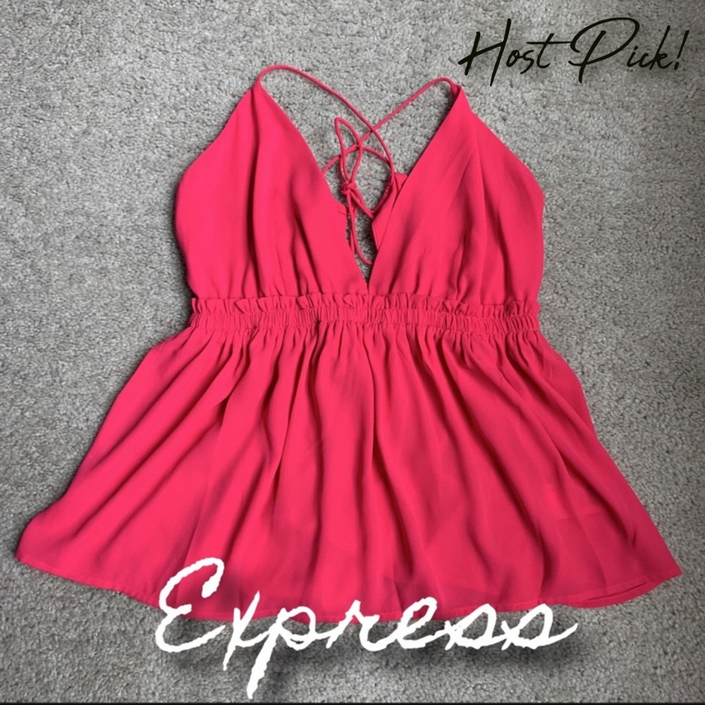 ✨Host Pick!✨ Express Hot Pink Ruched Babydoll Cami